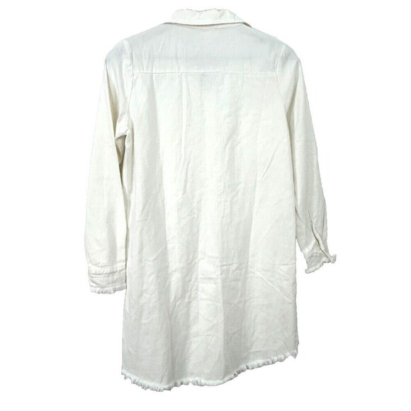 New Zilcremo Women S White Denim Shirt Dress Long Sleeve Jean Button Up 1059T2 - Picture 7 of 12